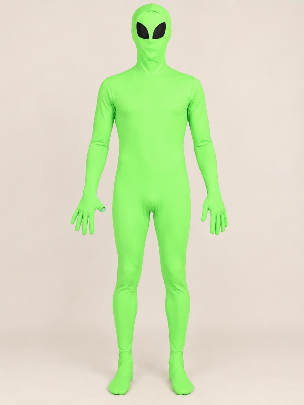 Neon Green Alien Morph Suit Full Body Halloween Costume Size Large